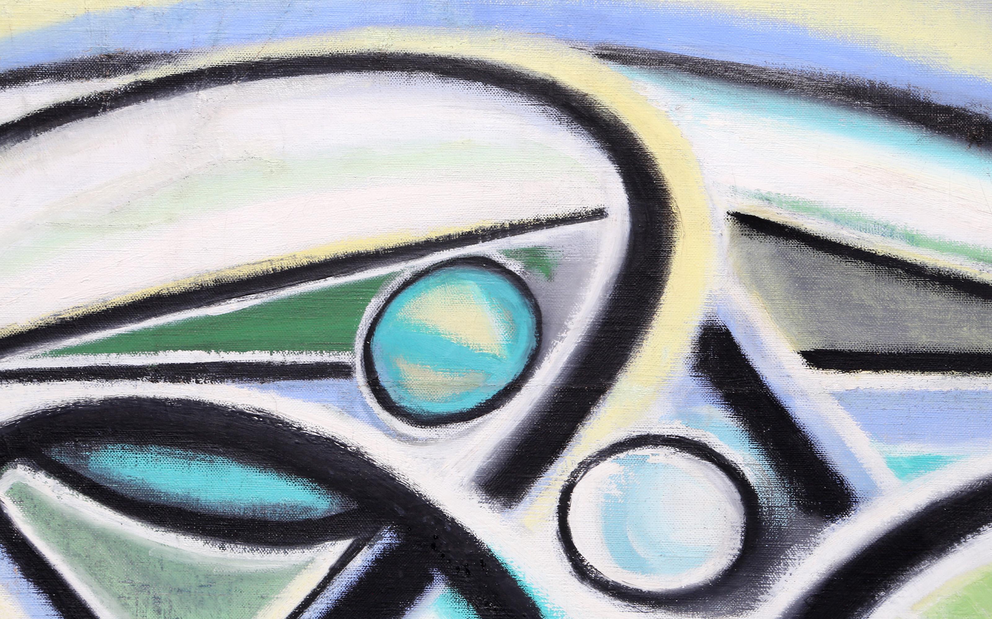 Composition, Cubist Oil Painting on Canvas by Benjamin Benno For Sale 1