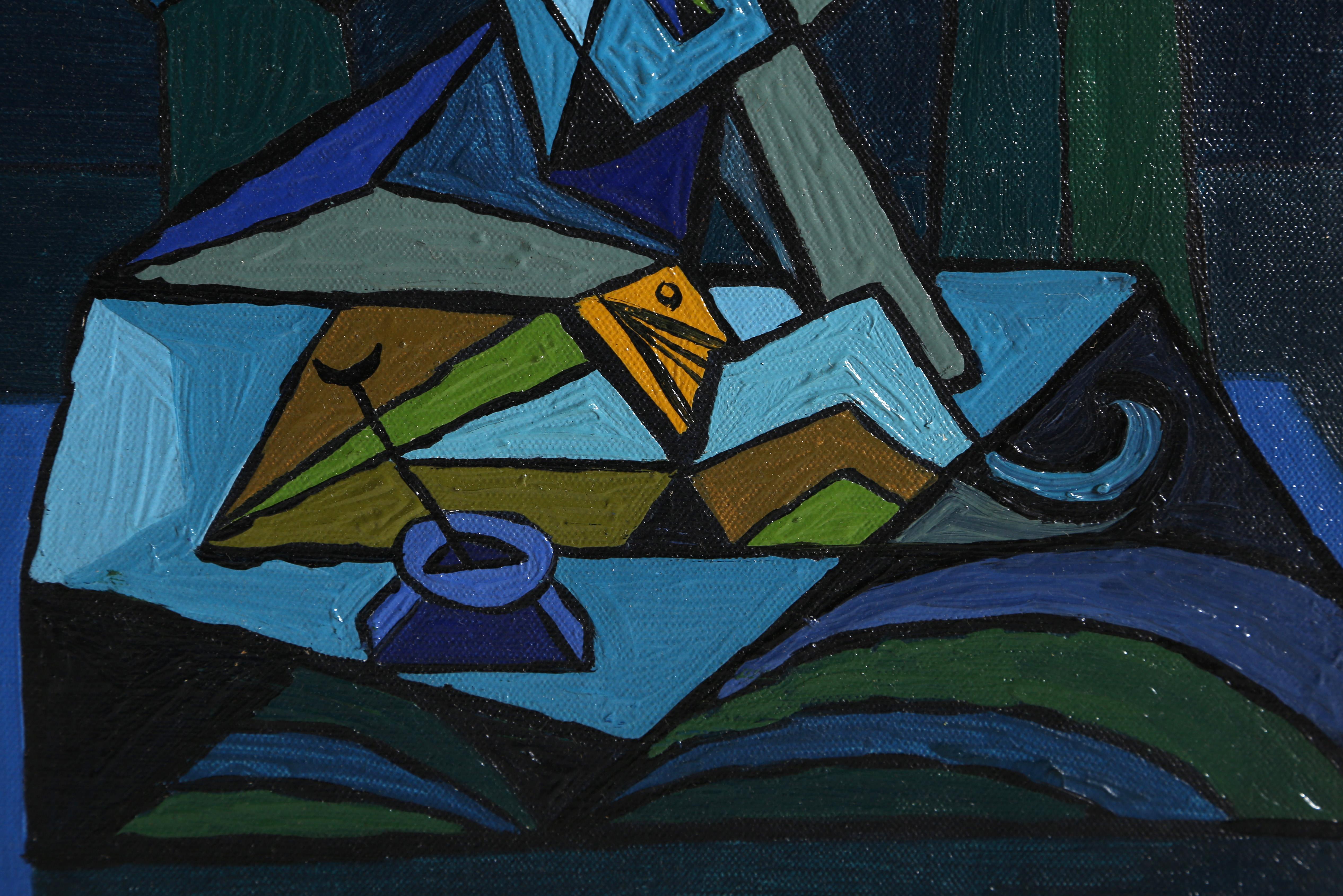 An original oil on canvas of a cubist still life by Benjamin Benno, American (1901 - 1980). By the early 1930s he had established a reputation as a member of the international avant-garde and exhibited with the most significant European artists