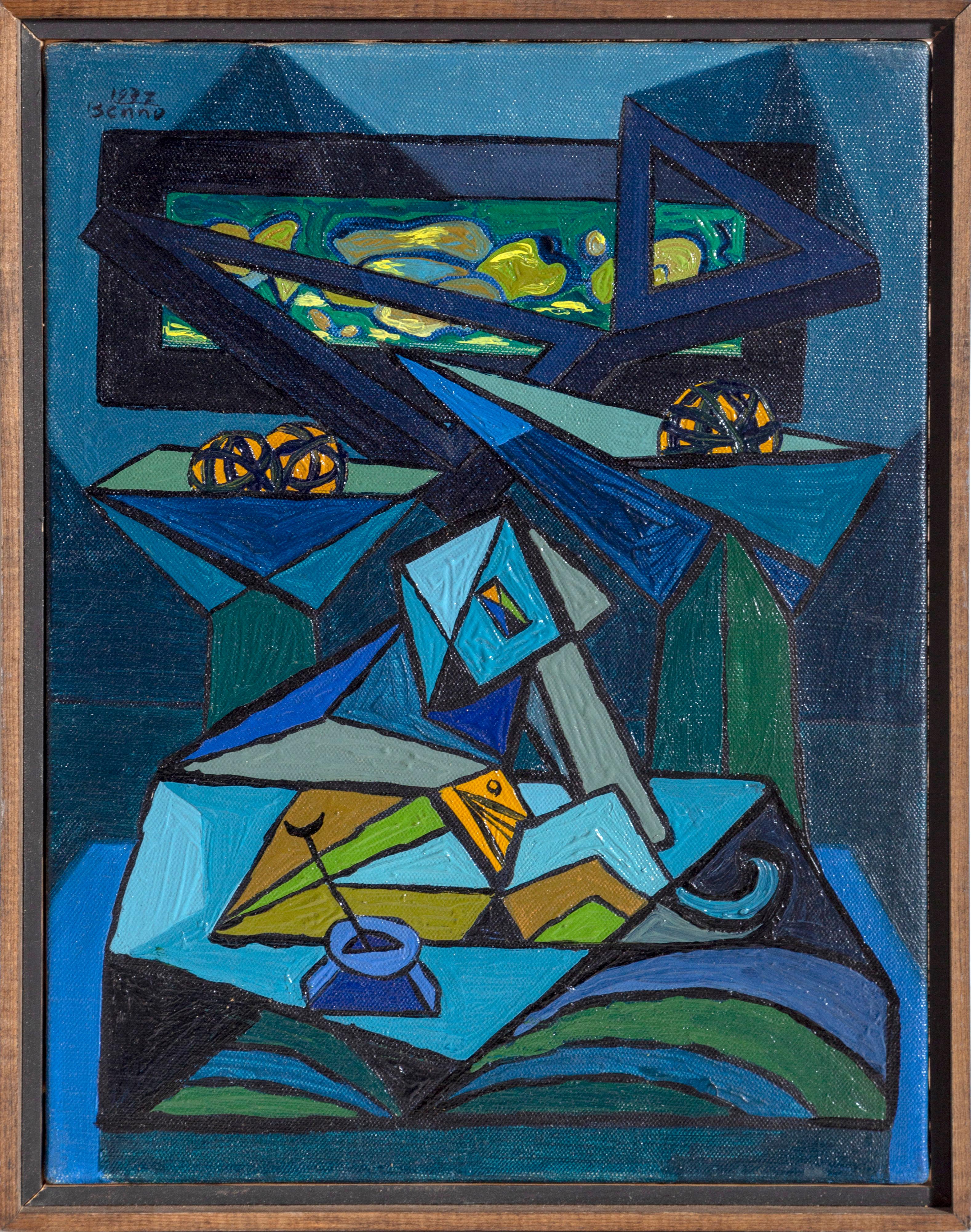 Benjamin G. Benno Still-Life Painting – Interieur No. 1, kubistisches Gemälde von Benno 1937