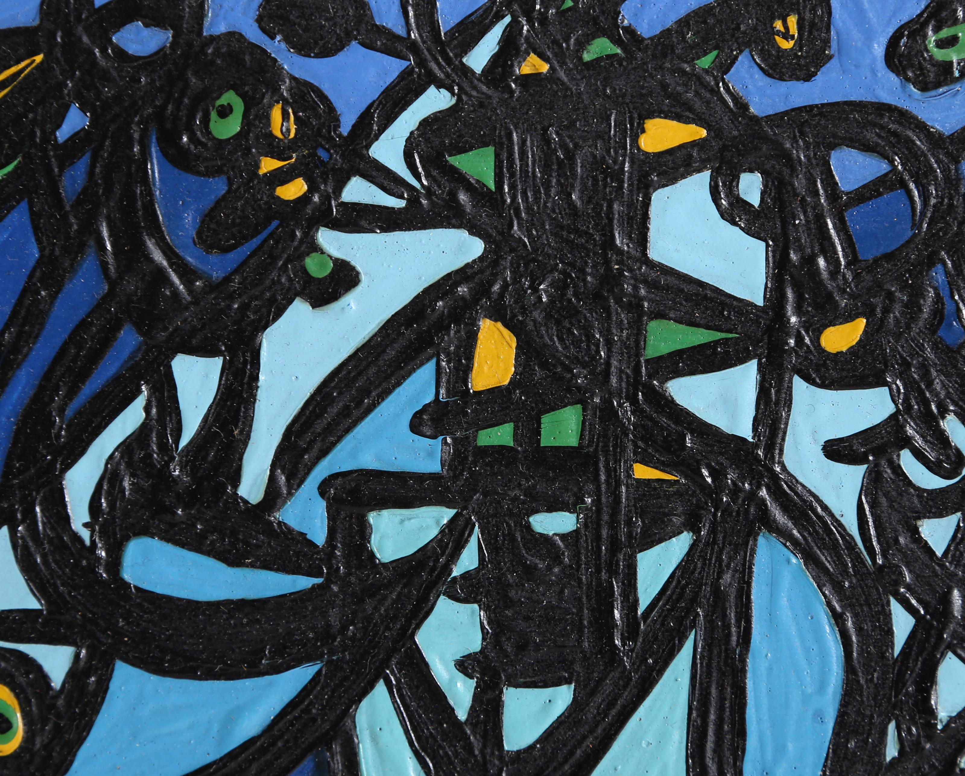 Landscape, Cubist Oil on Board Painting by Benjamin Benno - Black Abstract Painting by Benjamin G. Benno