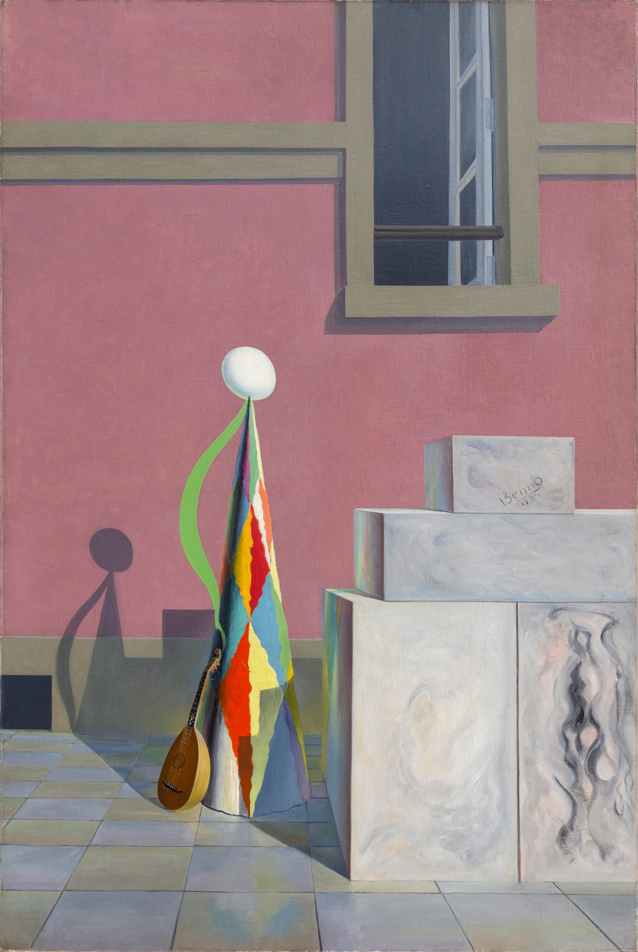 Benjamin G. Benno Abstract Painting - L'Episoir, Cubist Oil Painting on Canvas by Benjamin Benno