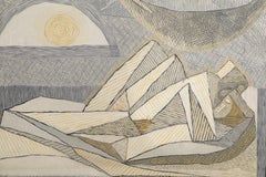 Lovers, Modern Cubist Painting by Benjamin Benno 1937