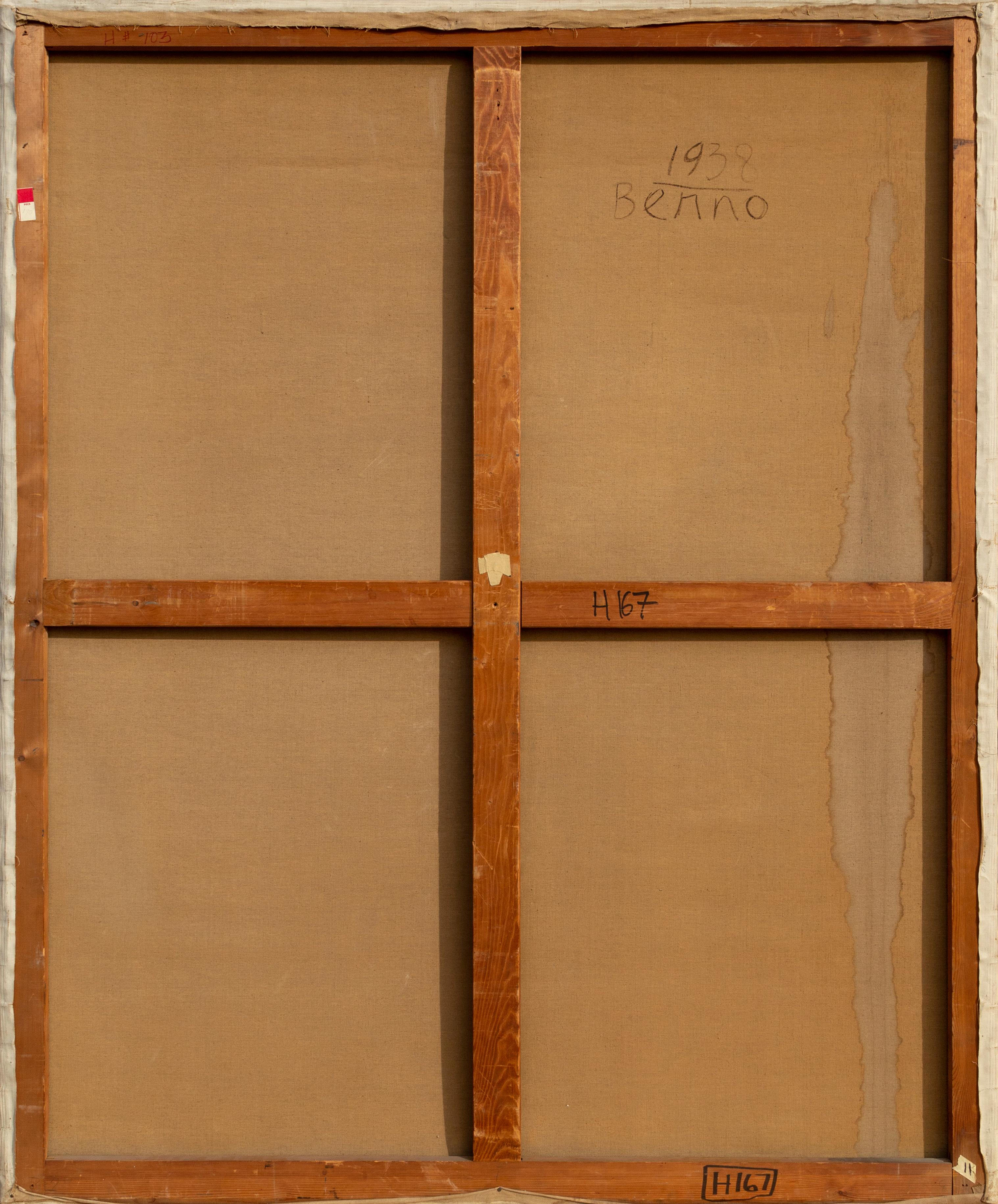 Ein Original-Ölgemälde auf Leinwand von Benjamin Benno, Amerikaner (1901 - 1980) mit den Maßen 64 x 46 Zoll, signiert und datiert unten rechts und verso.  Provenienz: O'Hara Gallery, NYC. In den frühen 1930er Jahren hatte sich Benno einen Ruf als