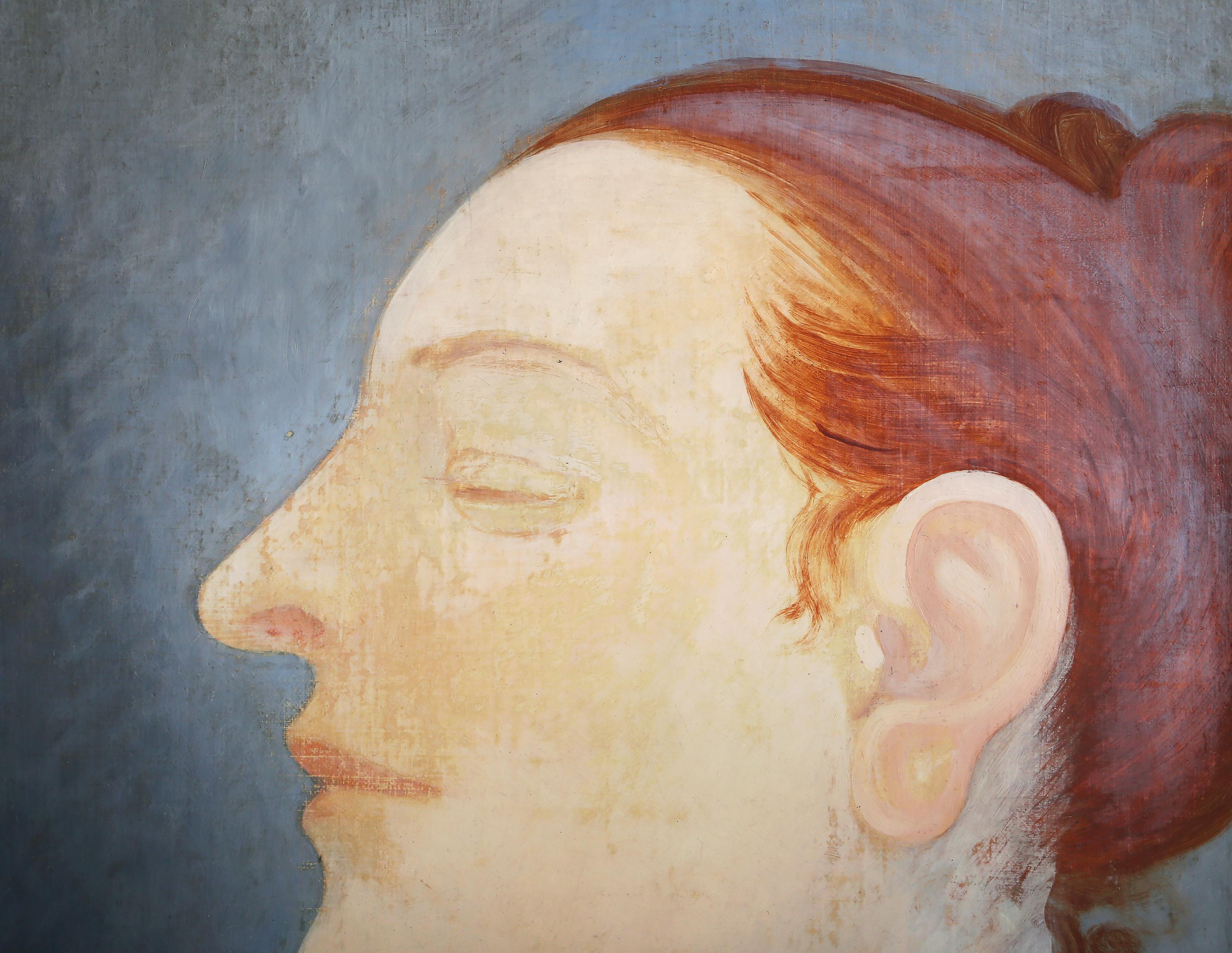 Portrait d'une institutrice, peinture de Benjamin Benjamin 1932 - Painting de Benjamin G. Benno