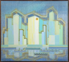 Skyscraper, modernes Gemälde von Benjamin Benno, 1941