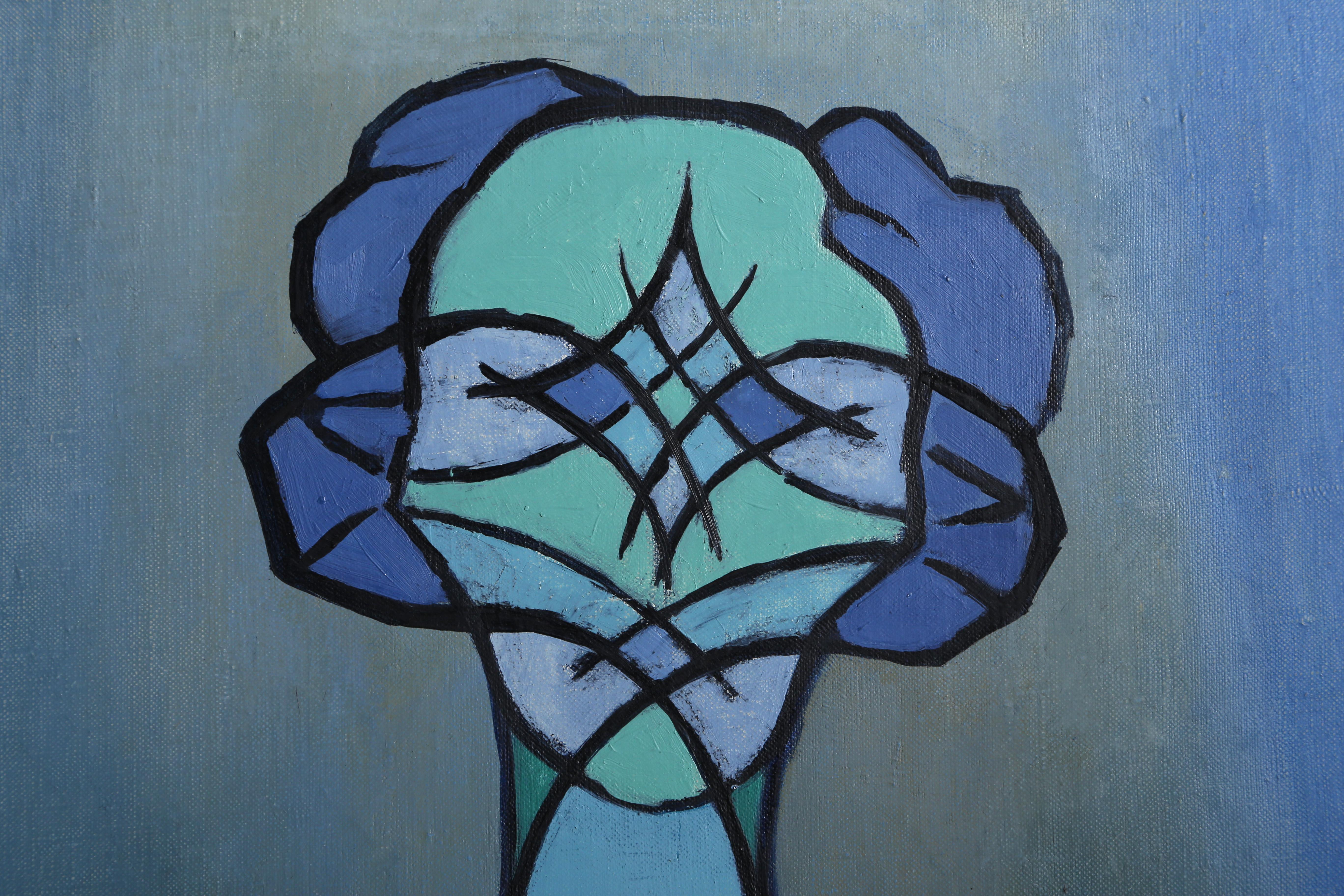 Spirit of 1942, Modern Painting by Benjamin Benno - Blue Figurative Painting by Benjamin G. Benno