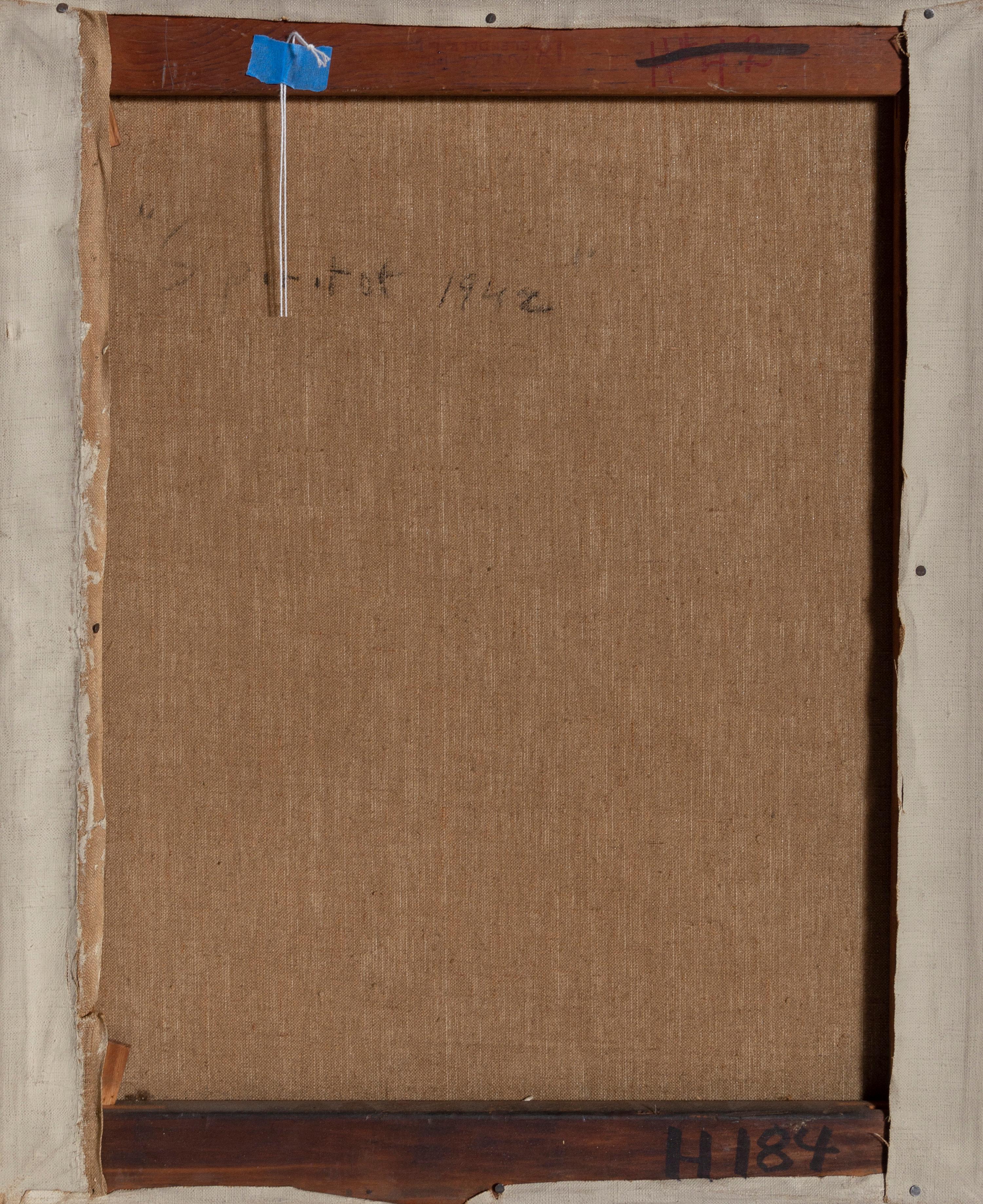 Une peinture à l'huile originale sur toile de Benjamin Benno, américain (1901 - 1980) mesurant 22 x 18 pouces, titrée au verso.  Au début des années 1930, Benno s'est forgé une réputation de membre de l'avant-garde internationale et a exposé avec