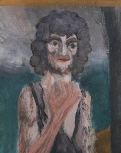 Standing Figure, Modern Gouache Painting by Benjamin G. Benno