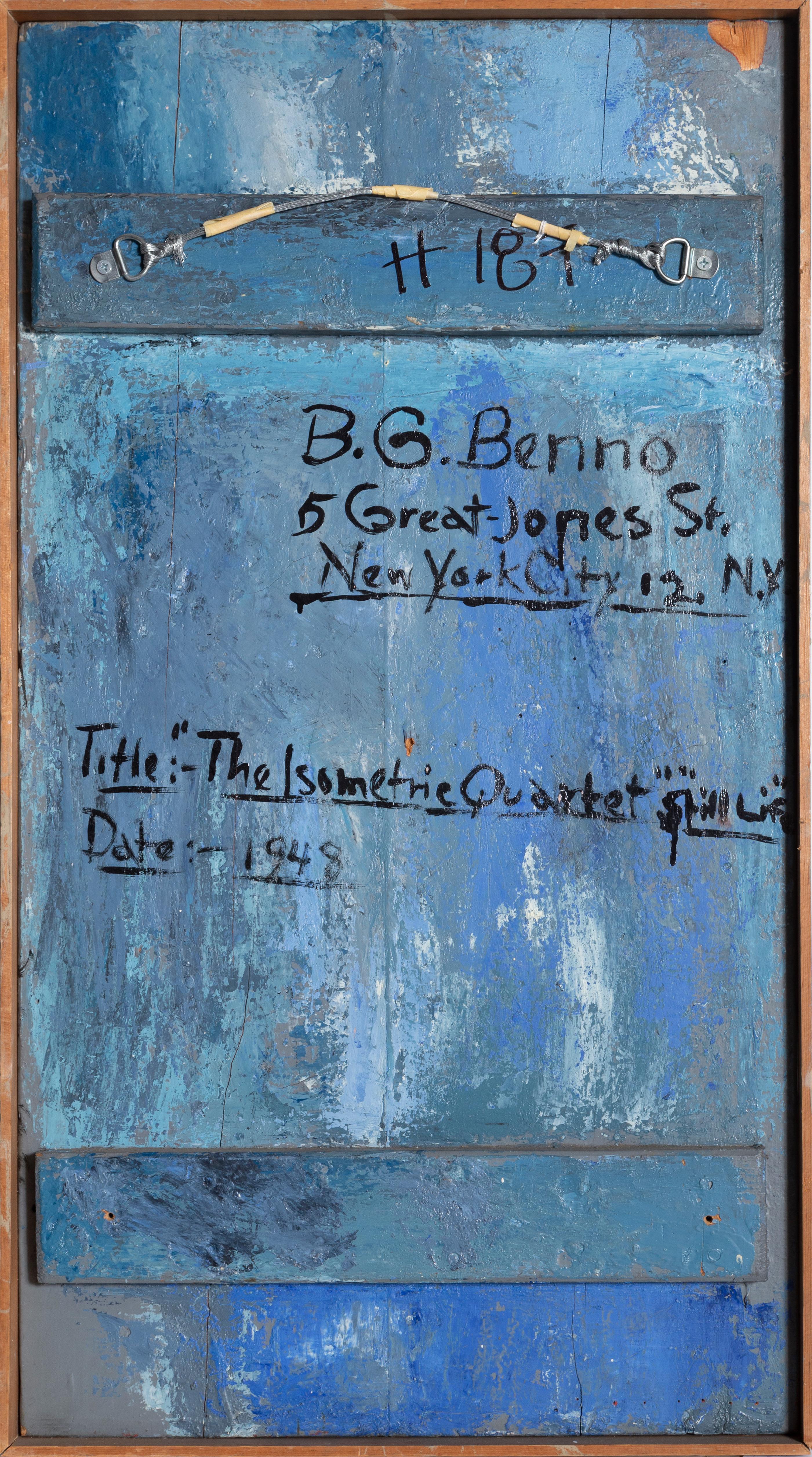 Ein originales Öl- und Sandgemälde auf Holz von Benjamin Benno, Amerikaner (1901 - 1980) mit den Maßen 32 x 18,75 Zoll, signiert und datiert unten links.  In den frühen 1930er Jahren hatte sich Benno einen Ruf als Mitglied der internationalen