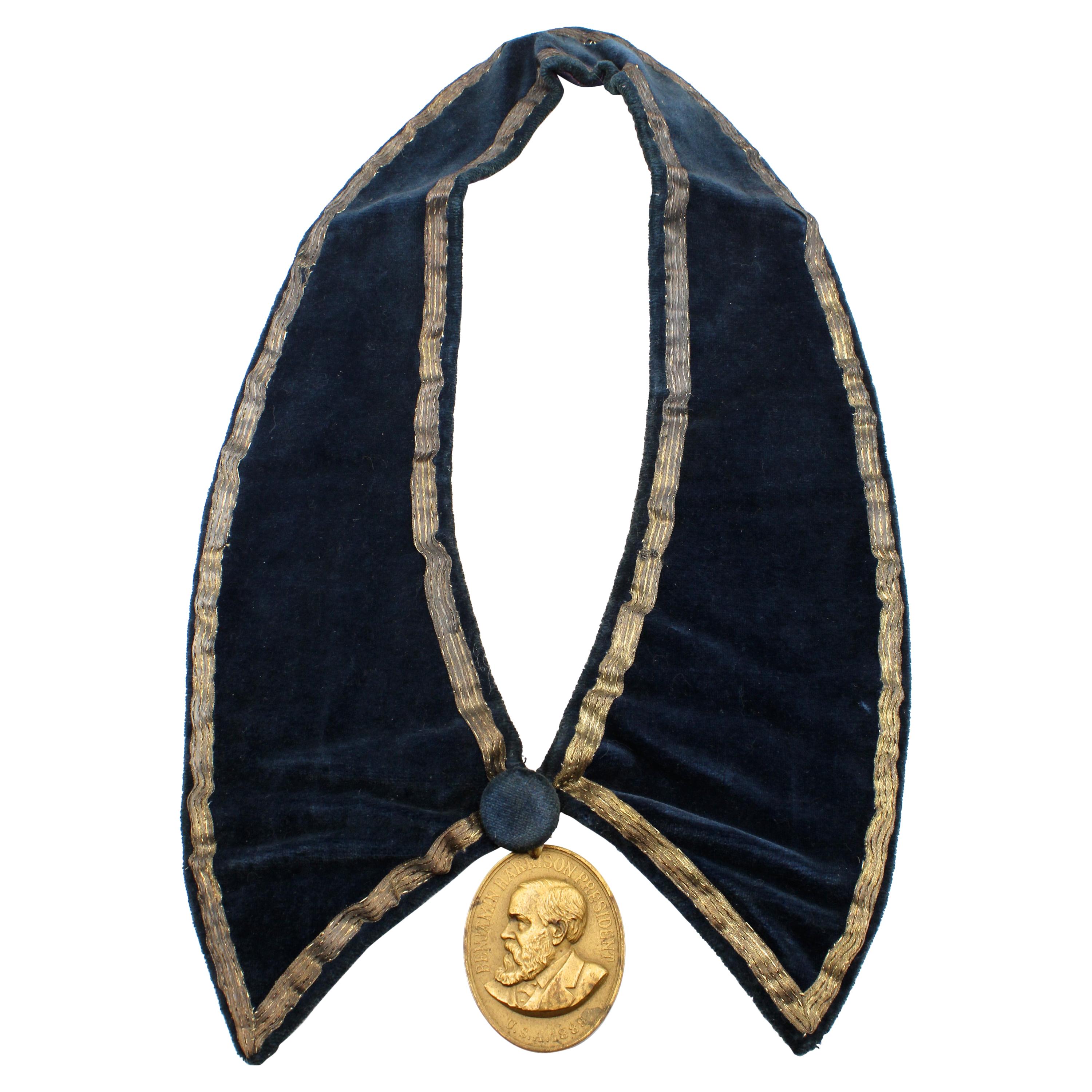 Benjamin Harrison Indian Peace Medal on Presentation Collar, 1889
