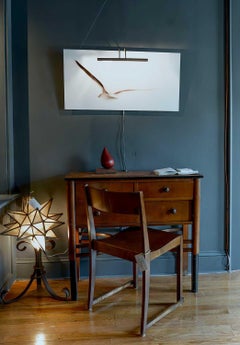 Kirschbaumholz – geschnitztes Kirschbaumholz, Innenleiste aus Blei, Ölpigment auf Mahagoni