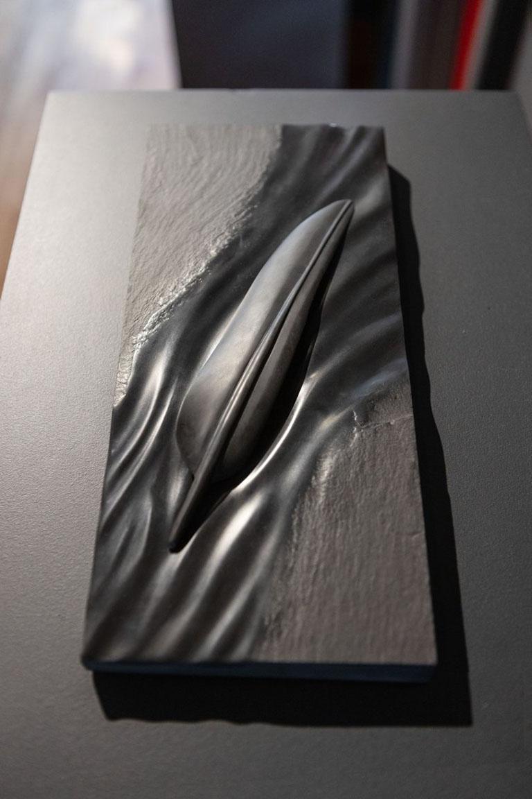 Feather - Carved Slate, Felt - Sculpture by Benjamin Heller