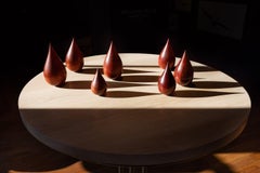 Siete - Madera de sangre tallada, nogal, paduak, cerezo, balasto de plomo, aceite sobre base de roble