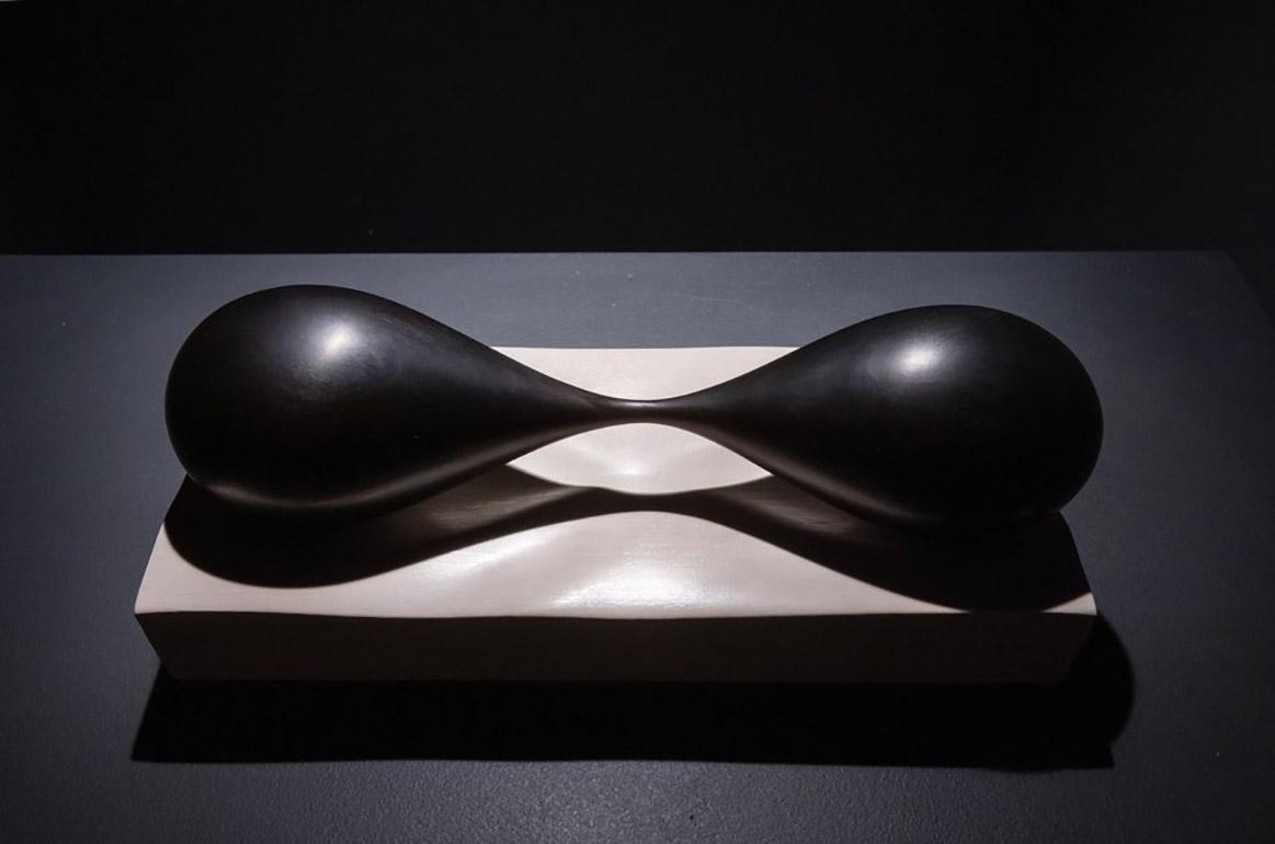 Yezed Soude - Carbonized Cherry Wood, Bleached Cherry Base - Sculpture by Benjamin Heller