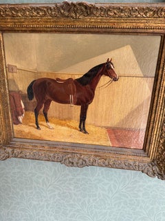 Saddled bay hunter horse Oil on canvas British 1863