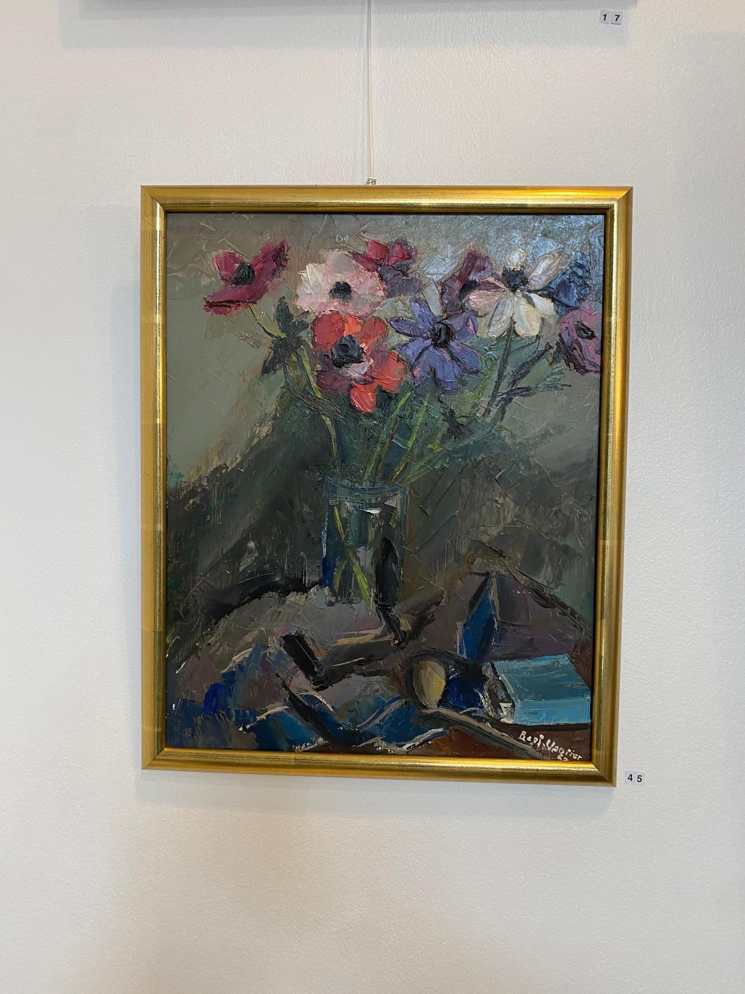 Bouquet de Benjamin Vautier - Huile sur bois 41x33 cm - Moderne Painting par Benjamin II Vautier