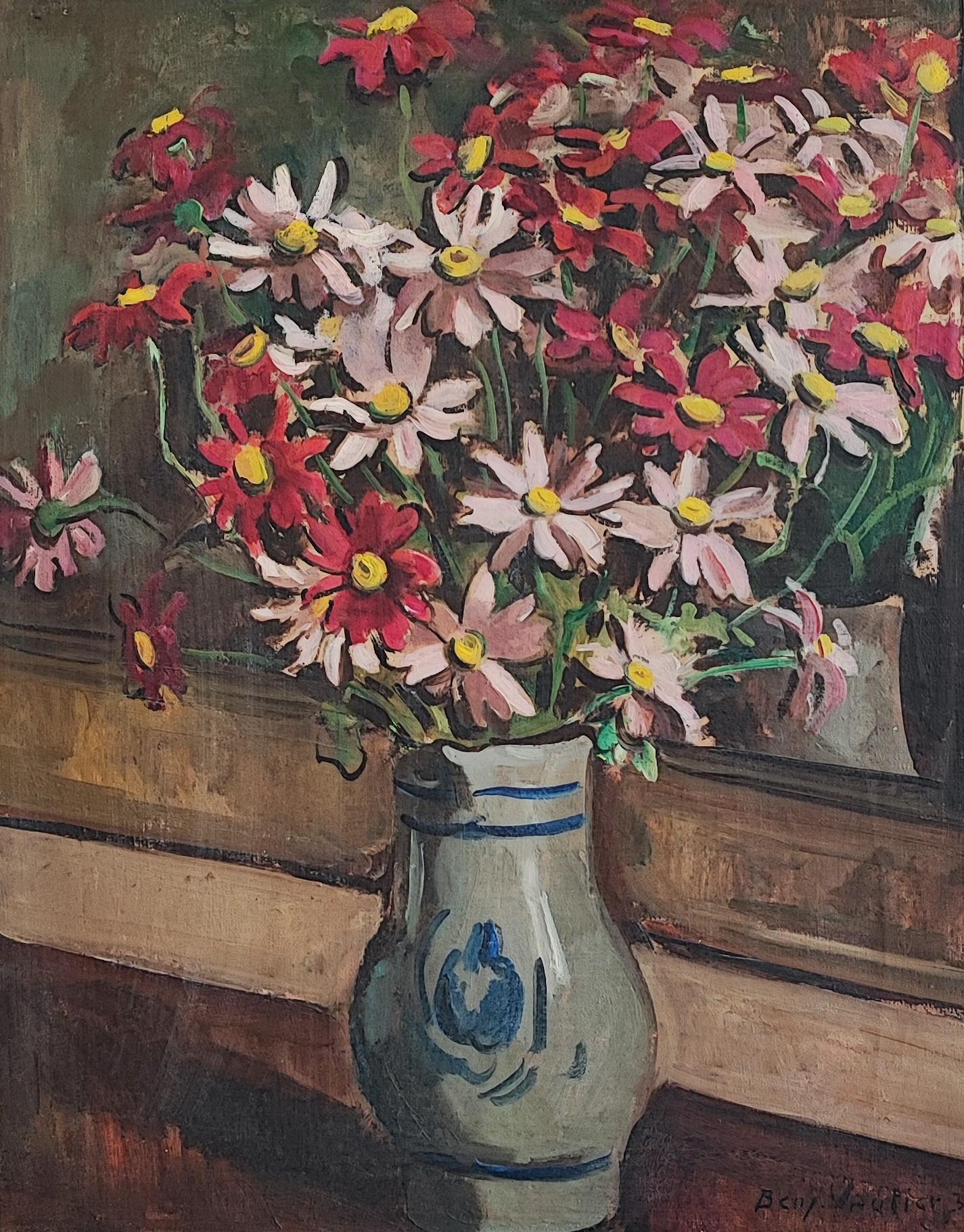 Benjamin II Vautier Still-Life Painting - Bouquet of daisies