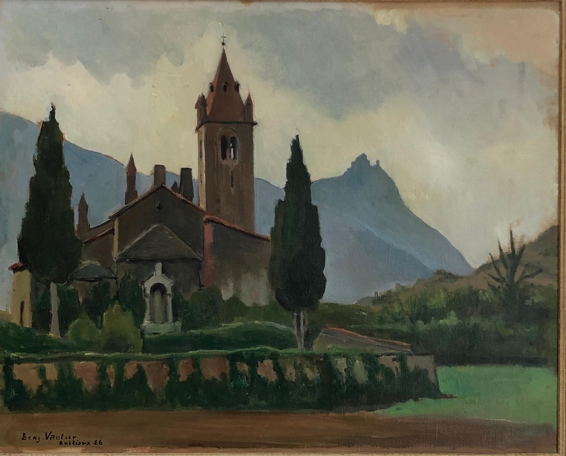 Benjamin II Vautier Landscape Painting – Kirche des Heiligen Pietro, Avigliana