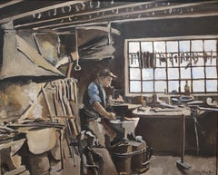 Vintage The blacksmith in his workshop