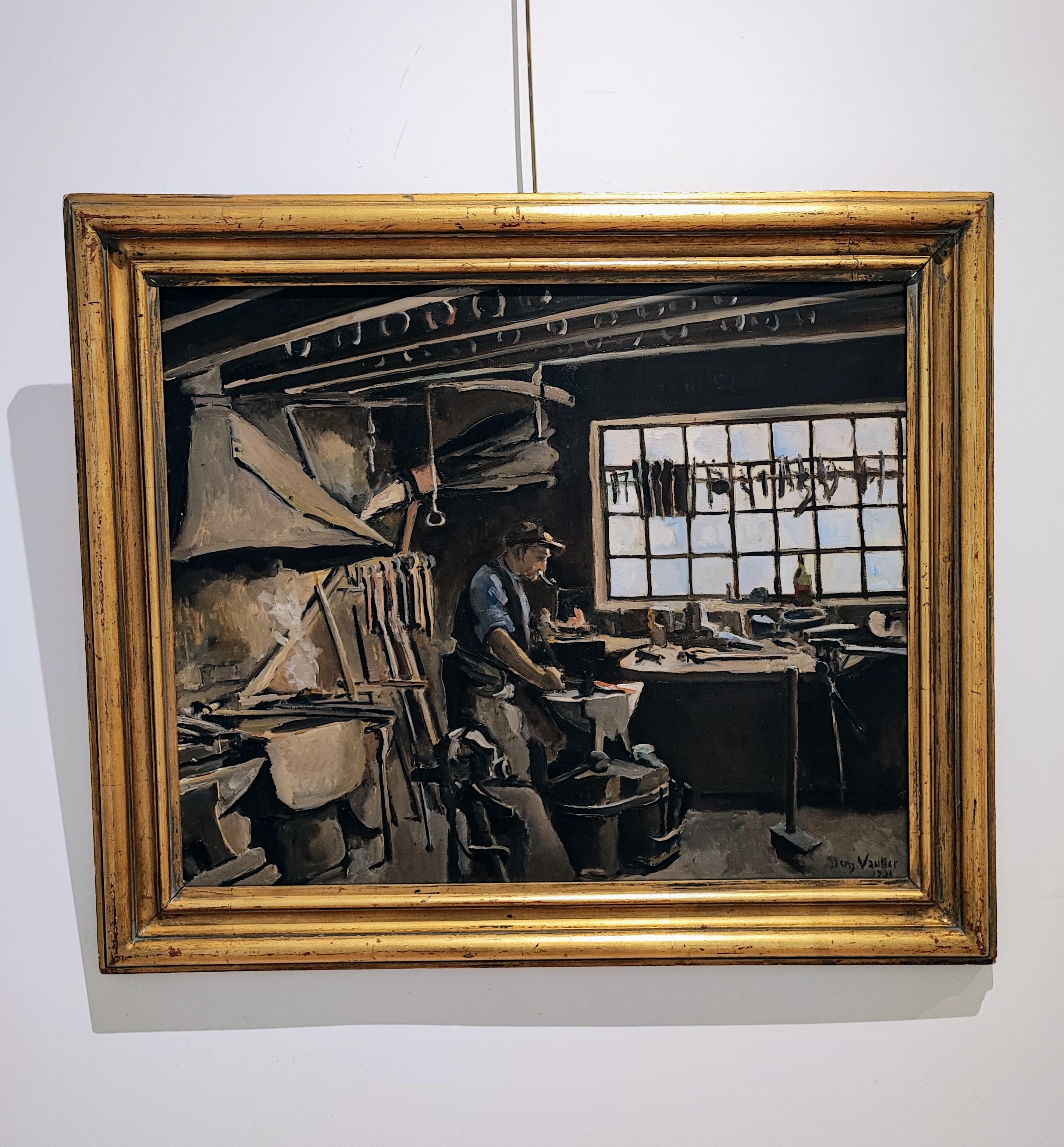 The blacksmith in his workshop - Painting by Benjamin II Vautier