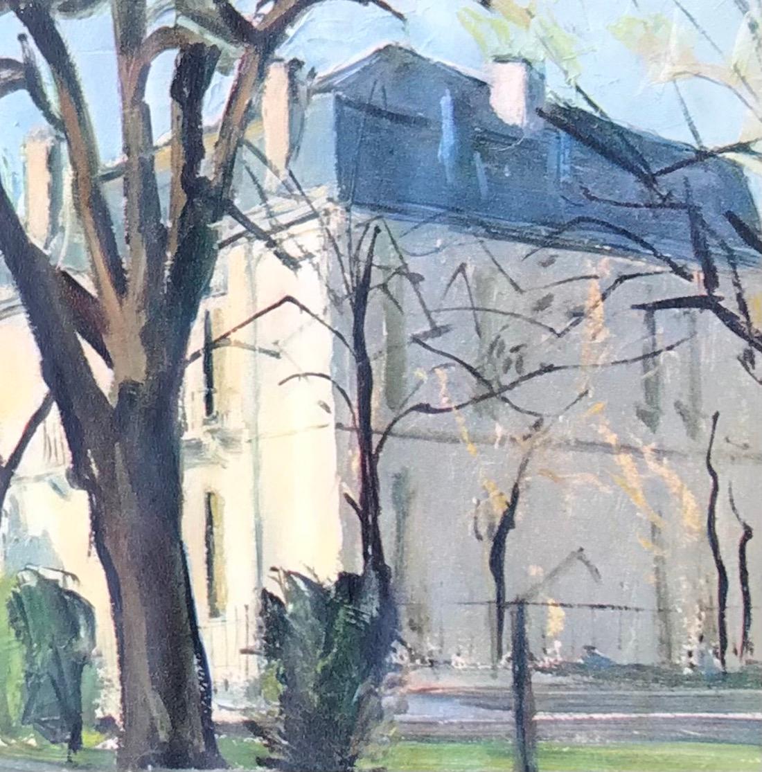 The square of Champel, Geneva by Benjamin II Vautier - Gouache on paper 20x15 cm For Sale 1