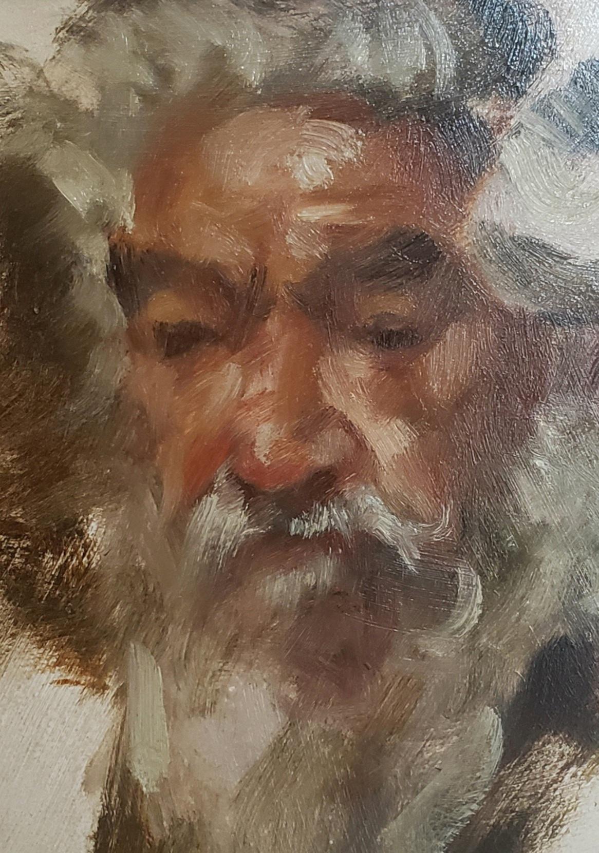 The Wise Man, Oil Painting, Benjamin Kelley, Southwest Art, 21x19 framed portrait For Sale 1