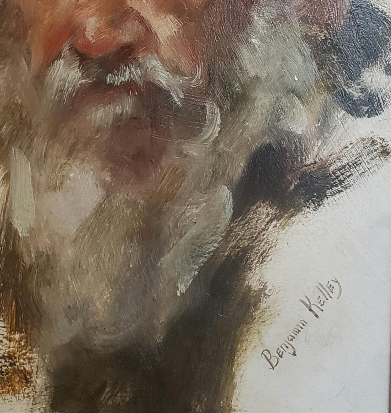 The Wise Man, peinture à l'huile de Benjamin Kelley, Southwest Art, portrait encadré 21x19 en vente 3
