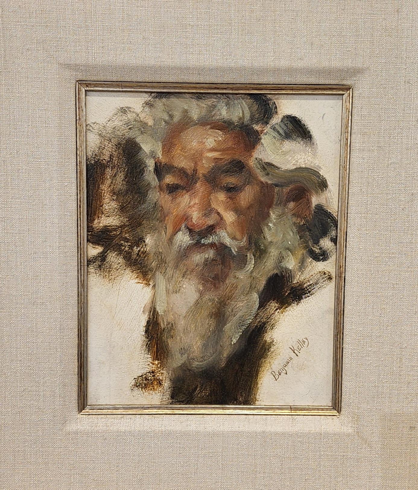 The Wise Man, peinture à l'huile de Benjamin Kelley, Southwest Art, portrait encadré 21x19 en vente 5