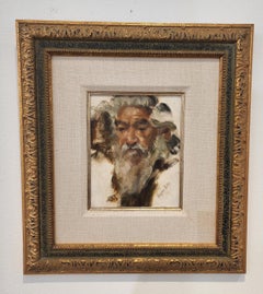 The Wise Man,Oil Painting, Benjamin Kelley, Southwest Art, 21x19 framed portrait