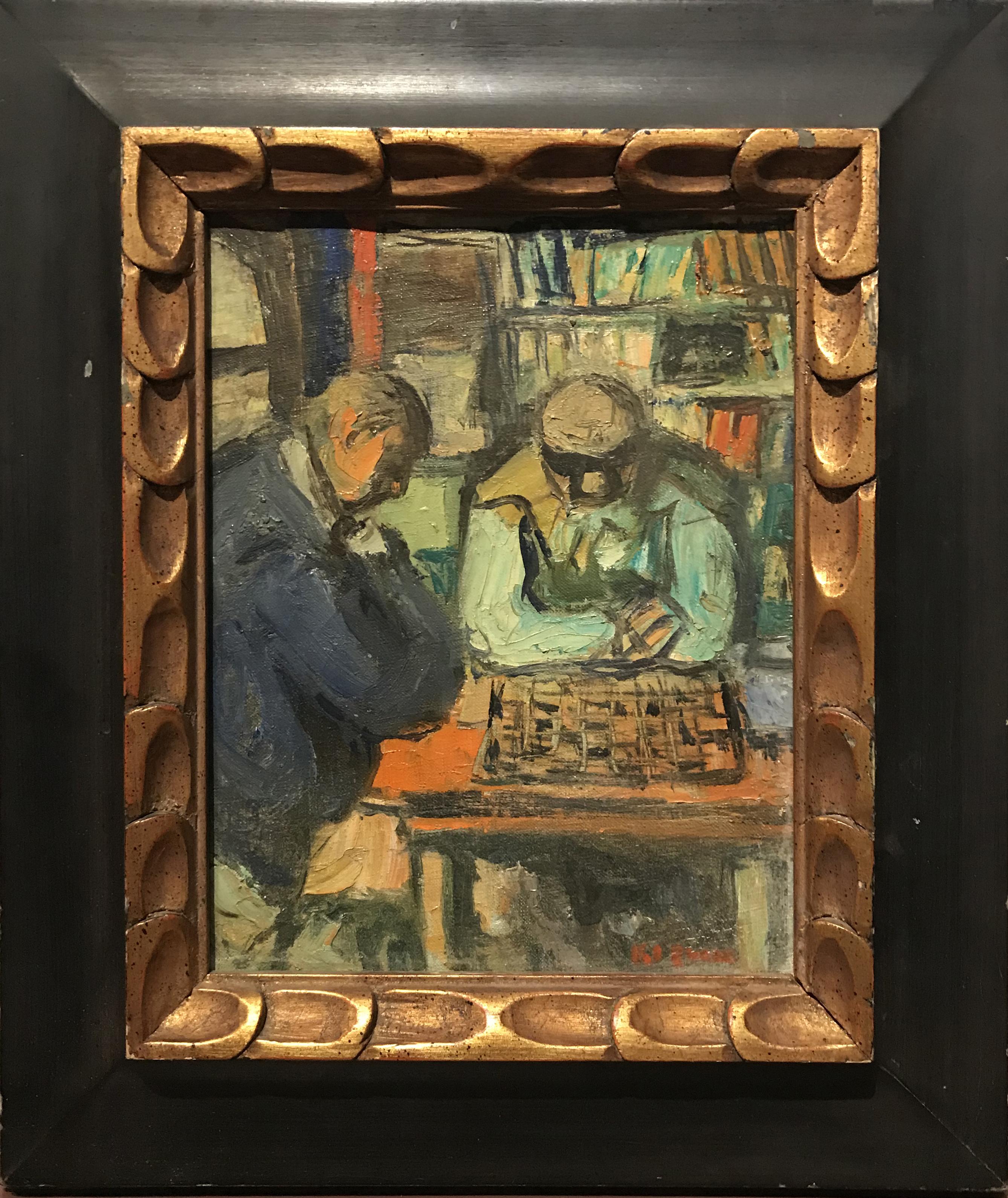 Benjamin Kopman Figurative Painting - Chess Players