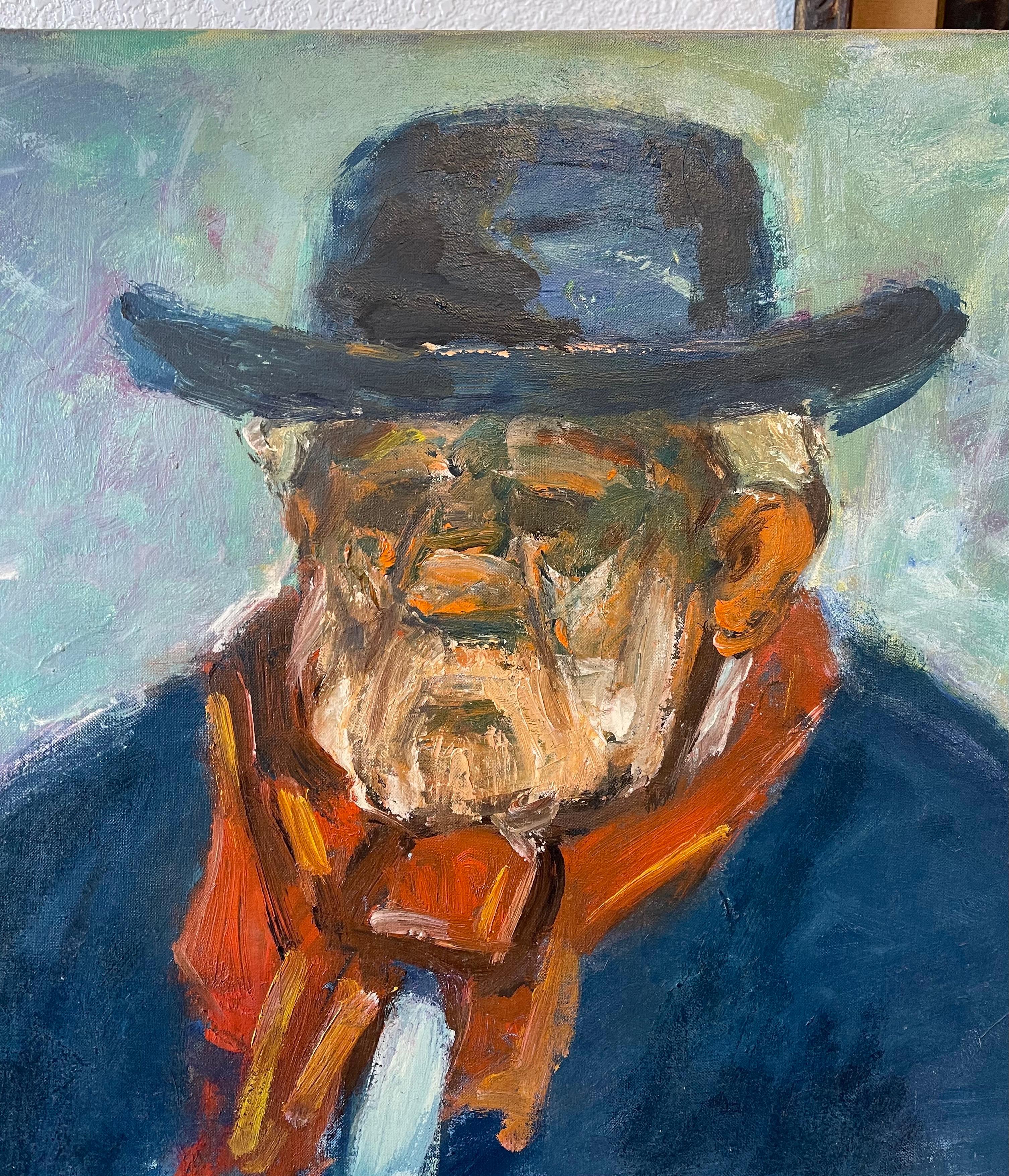 Ritratto di un gentiluomo, dipinto a olio modernista di grandi dimensioni in vendita 2