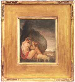 WPA Symbolist Figural Oil 'The Shepherd's Twilight Song' in Carrig-Rohane Frame