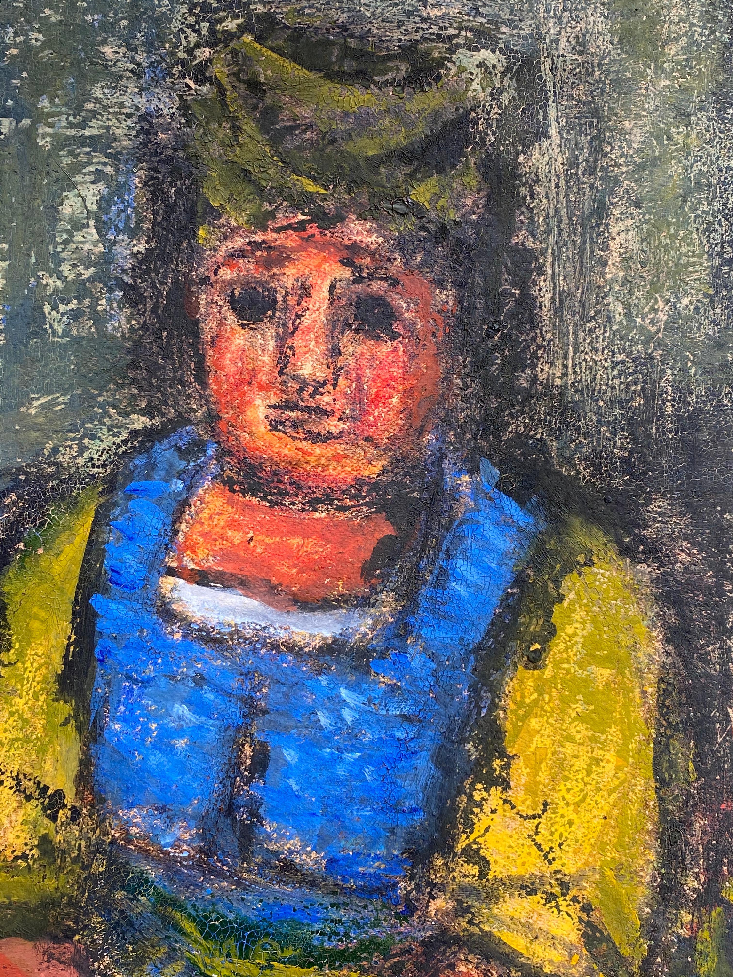 “Woman in Blue and Yellow” - Painting by Benjamin Kopman