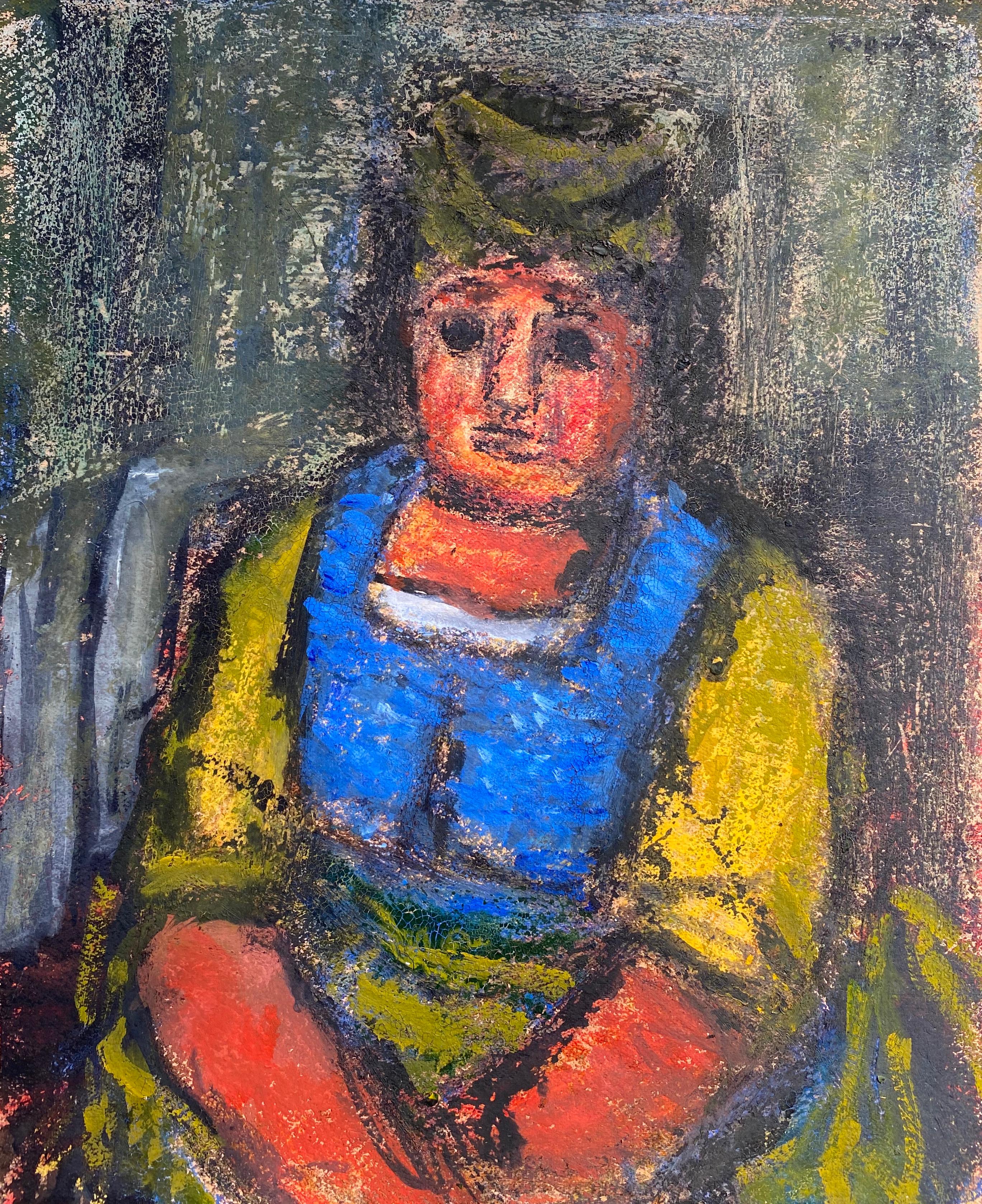 Benjamin Kopman Portrait Painting - “Woman in Blue and Yellow”