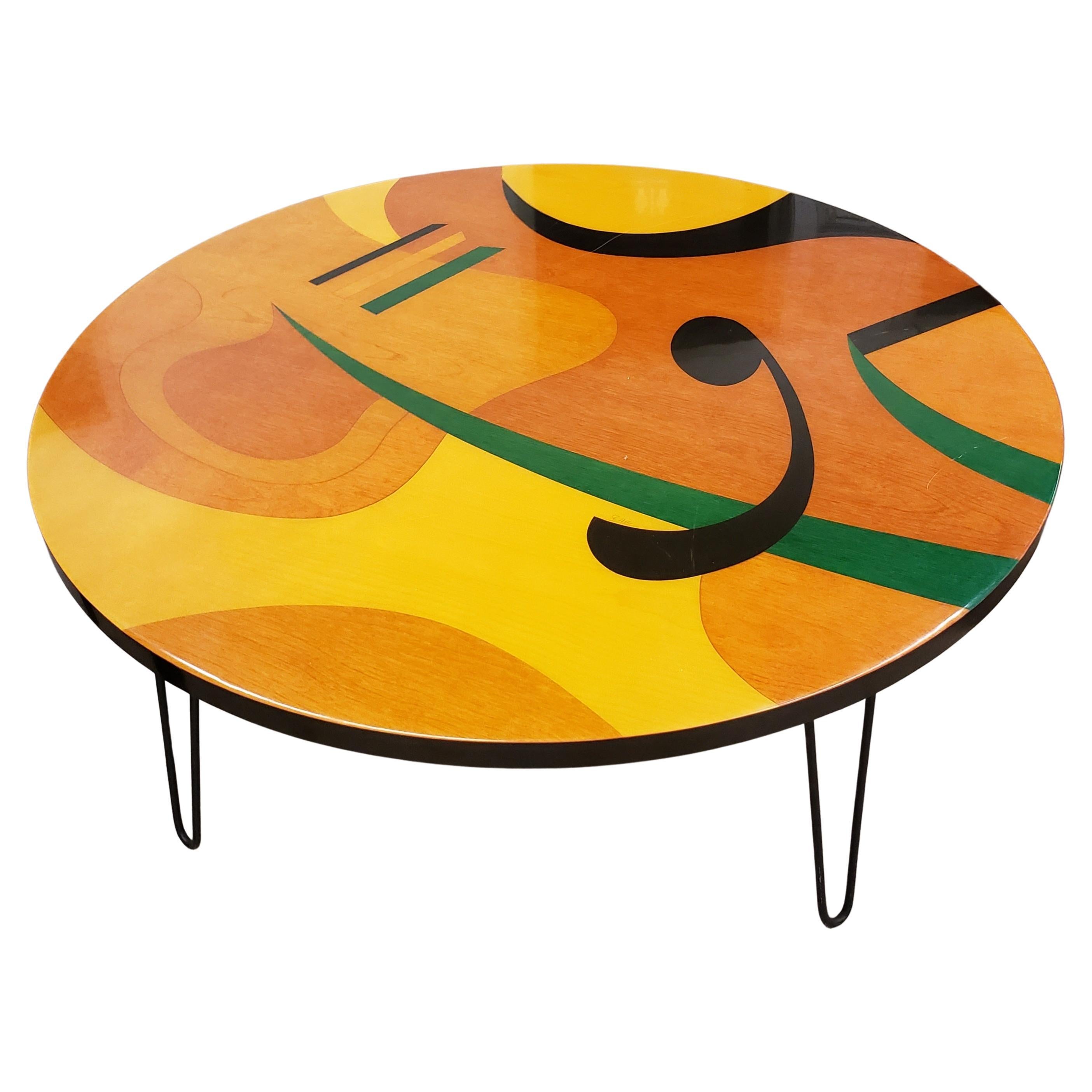 Benjamin Le, "Lively" Abstract Mid-Century Modern Painted Coffee Table For Sale