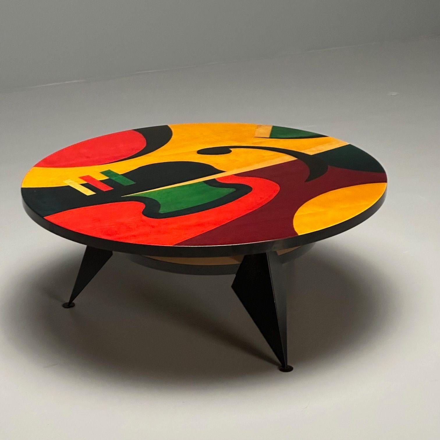 Post-Modern Benjamin Le, Mid Century Modern, Coffee Table, Epoxy on Maple, Paint Decorated
