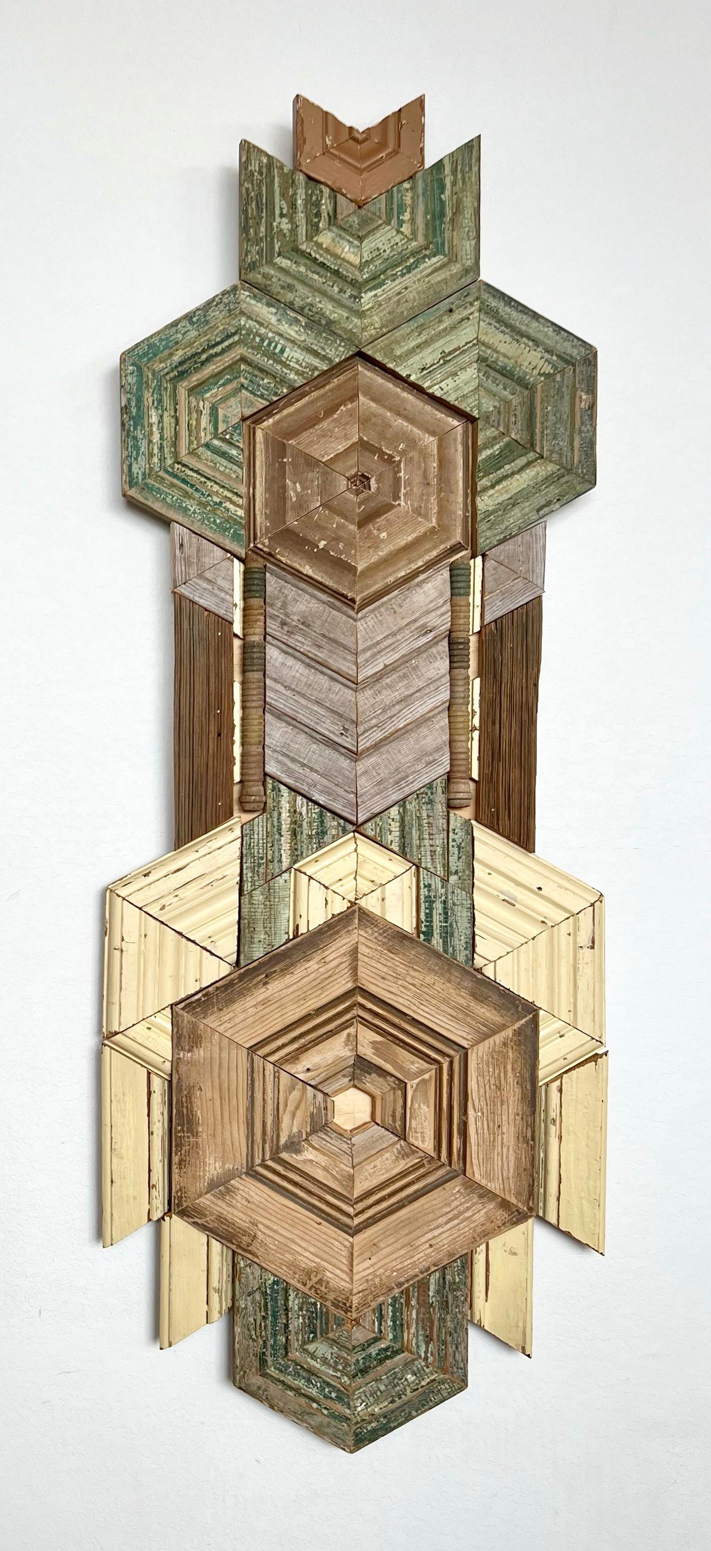 Benjamin Lowder Abstract Sculpture - "Witness at the Crossroads", Contemporary, Wood, Wall Sculpture, Geometric