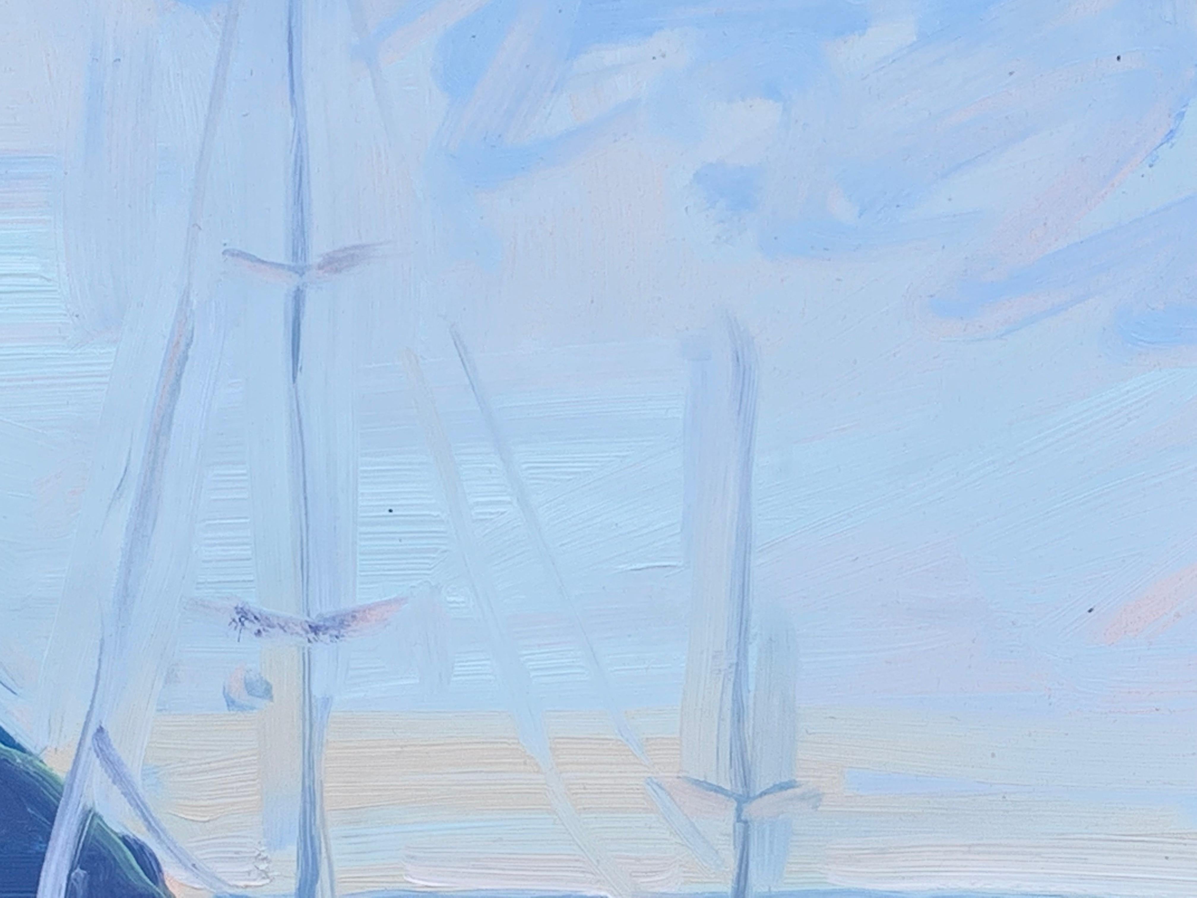 Puerto tranquilo - Painting impresionista estadounidense de Benjamin Lussier