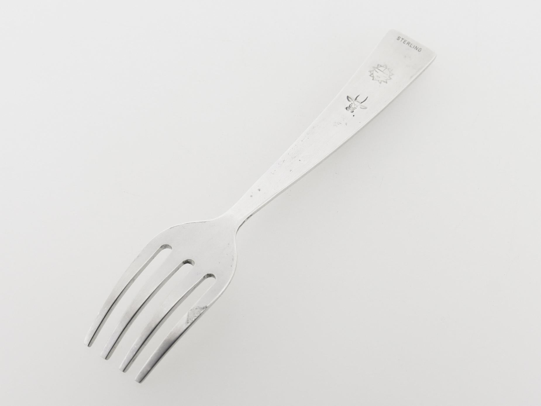 Benjamin Mansfield Nativo Americano Hopi Silvercrafts Guild Tenedor pequeño de plata Estadounidense en venta