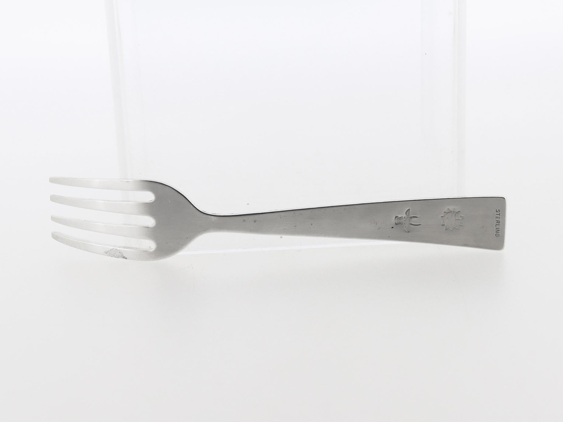 Benjamin Mansfield Nativo Americano Hopi Silvercrafts Guild Tenedor pequeño de plata en venta 2