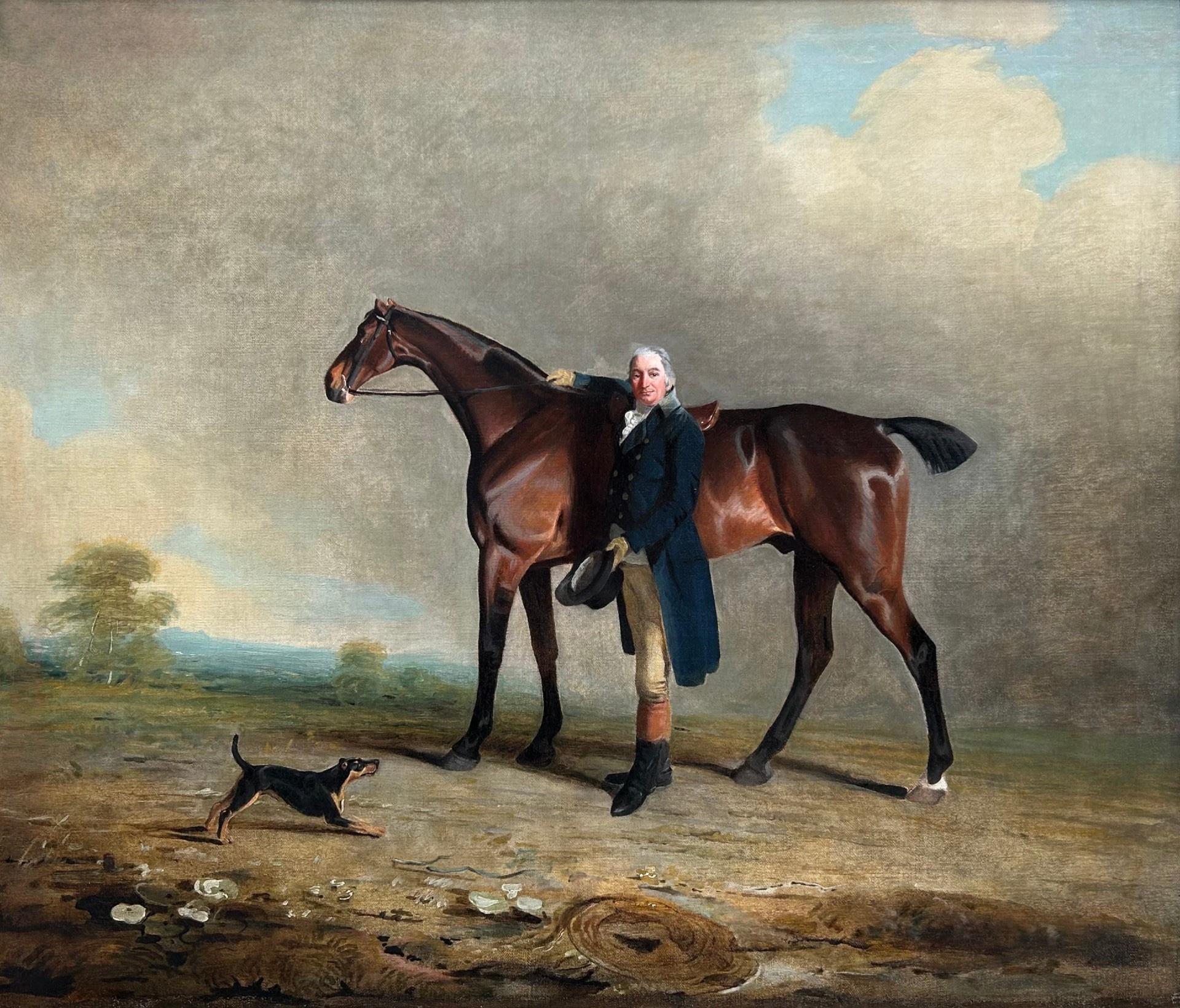 Benjamin Marshall
The Right Honourable Peniston Lamb, 1st Viscount Melbourne with Horse and Dog
1768-1835
Oil on canvas 
Image size: 33 x 39 1/4 inches 
Gilt frame

Provenance
Arthur Ackermann & Son, Ltd., London
Christie's, New York, 4 June