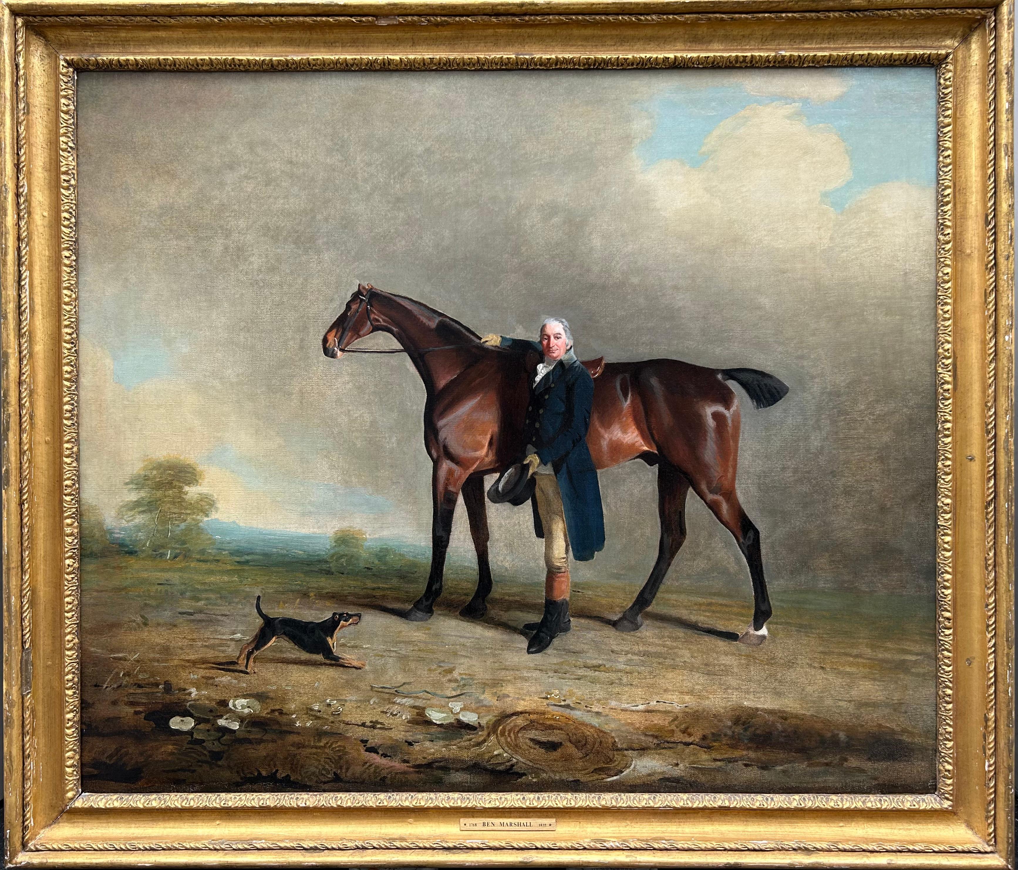 The Right Honourable Peniston Lamb, 1st Viscount Melbourne with Horse and Dog - Painting by Benjamin Marshall