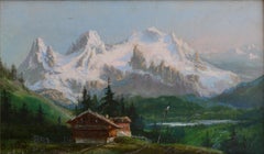 Benjamin Netter, Chalet in the Mountains, Oil on Canvas