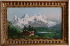 Benjamin Netter, Chalet in the Mountains, Oil on Canvas