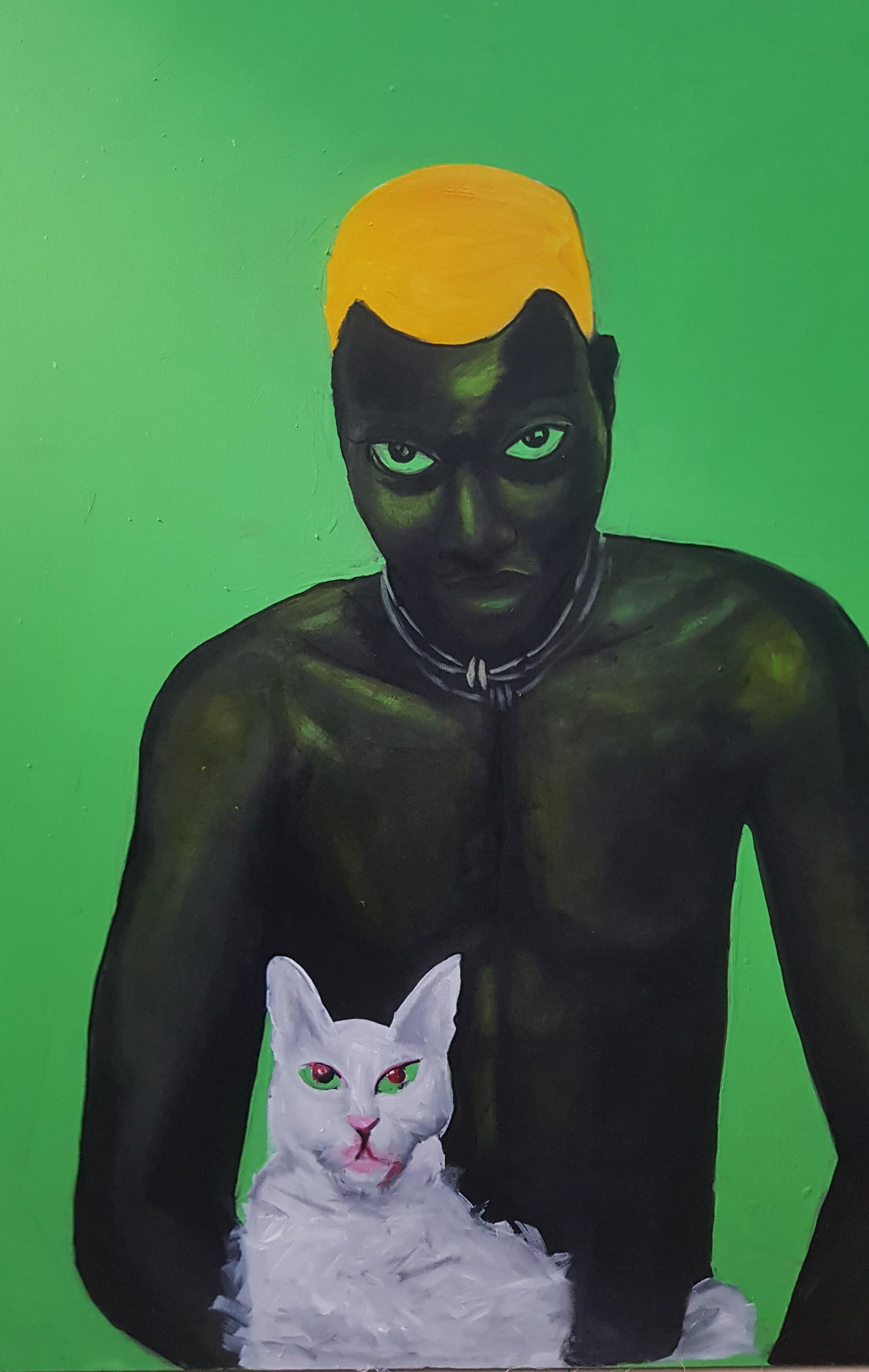 Benjamin Olatunji Portrait Painting - Green Lantern