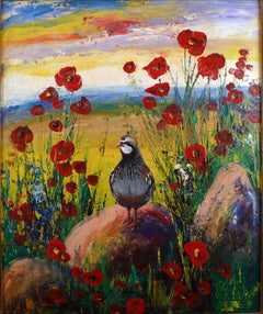 "The Partridge", 20th Century Oil on Canvas by Spanish Artist Benjamín Palencia