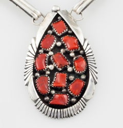 Benjamin Piaso Navajo Sterling Silver & Coral Necklace