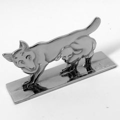 Benjamin Rabier Signed Rare Silver Knife Rests Six-Piece, La Fontaine's Fables