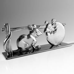 Rare porte-couteaux en argent français de 6 pièces signés Benjamin Rabier, La Fontaine's Fables