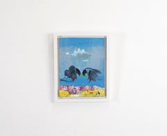 «Two birds» oil painting of two dancing birds in a mating ritual